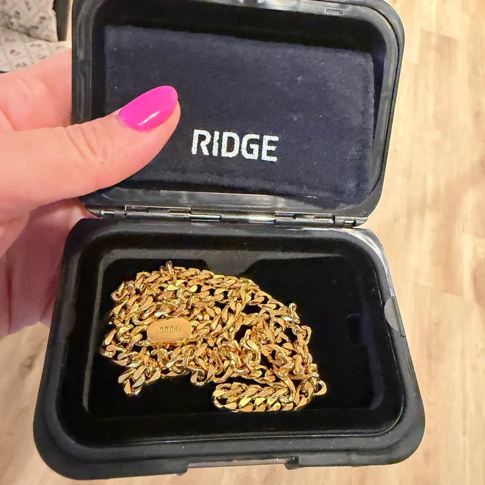 Ridge 5mm Curb Chain Necklace Mens 18K Gold PVD Coated 20 Inch Jewelry with Case
